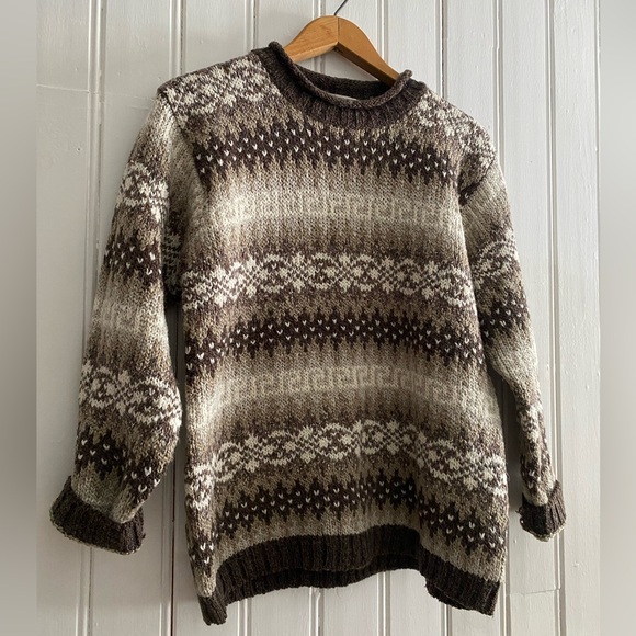 VINTAGE CASUAL CONNECTION Crewneck wool blend nordic fair isle sweater medium - Picture 7 of 15